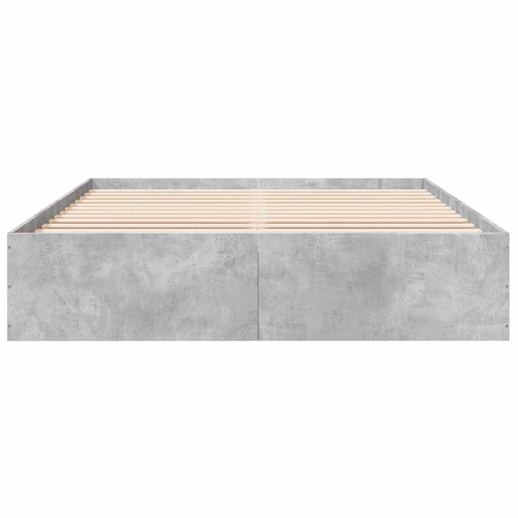 vidaXL Πλαίσιο Κρεβατιού Γκρι Σκυροδέματος 150x200 εκ. Επεξεργ. Ξύλο