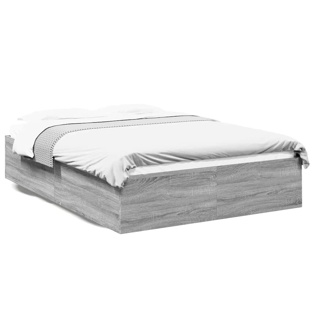 vidaXL Πλαίσιο Κρεβατιού Γκρι Sonoma 135x190 εκ. Επεξεργασμένο Ξύλο