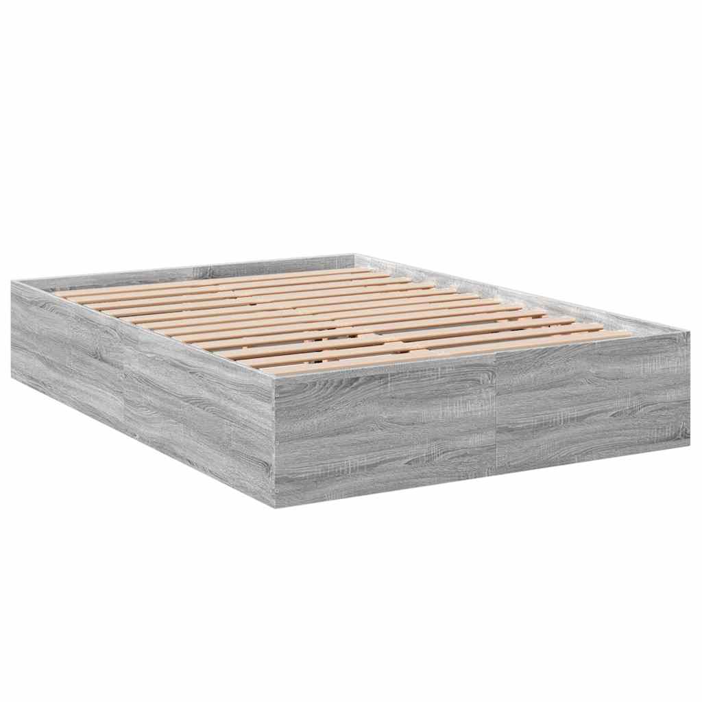 vidaXL Πλαίσιο Κρεβατιού Γκρι Sonoma 135x190 εκ. Επεξεργασμένο Ξύλο