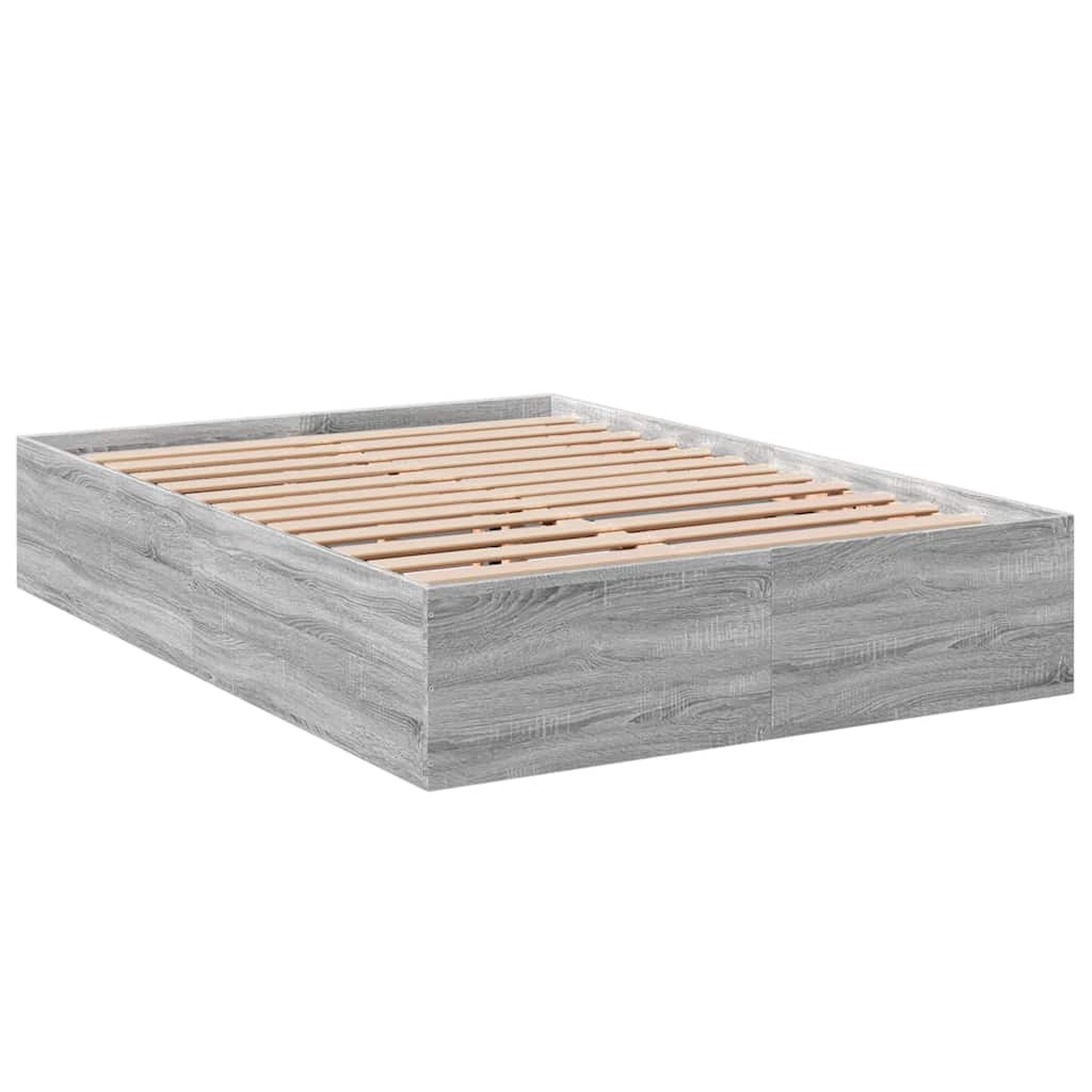 vidaXL Πλαίσιο Κρεβατιού Γκρι Sonoma 135x190 εκ. Επεξεργασμένο Ξύλο