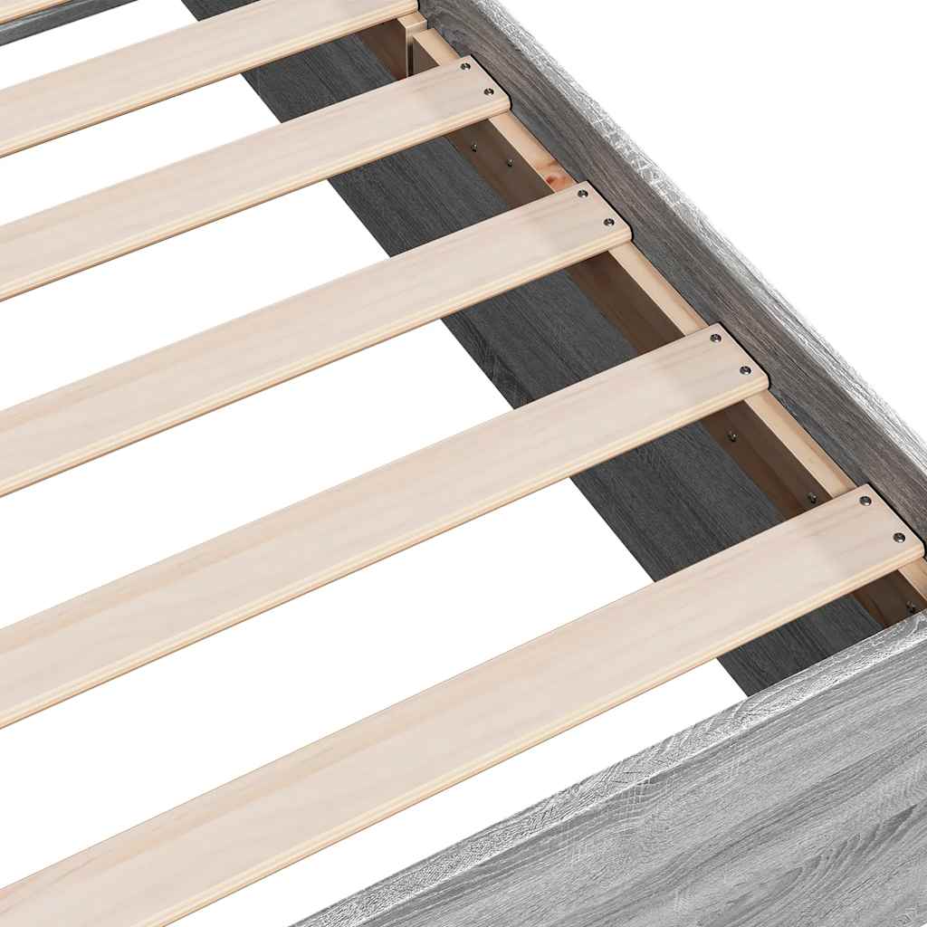 vidaXL Πλαίσιο Κρεβατιού Γκρι Sonoma 135x190 εκ. Επεξεργασμένο Ξύλο