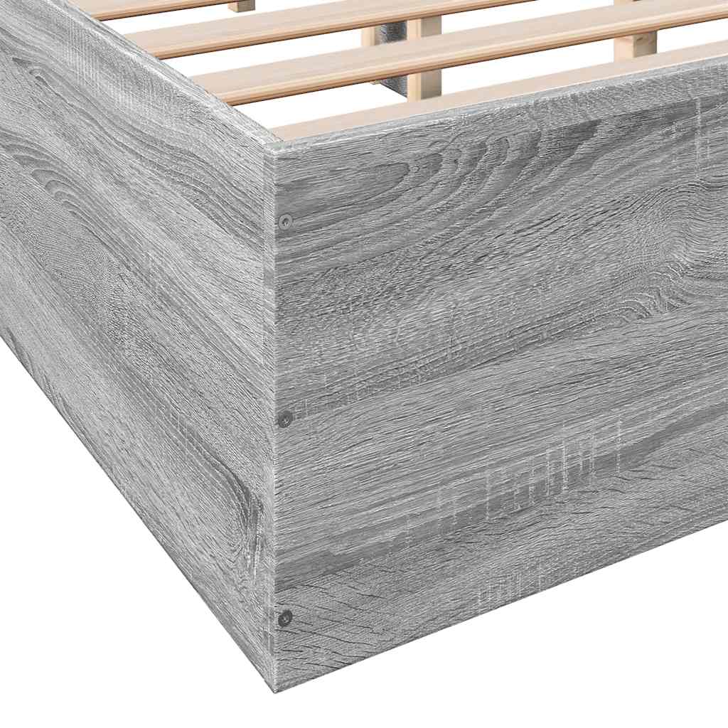 vidaXL Πλαίσιο Κρεβατιού Γκρι Sonoma 135x190 εκ. Επεξεργασμένο Ξύλο