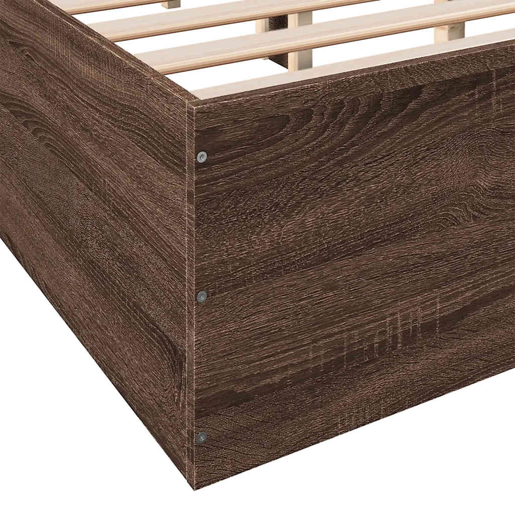 vidaXL Πλαίσιο Κρεβατιού Καφέ Δρυς 135x190 εκ. Επεξεργασμένο Ξύλο