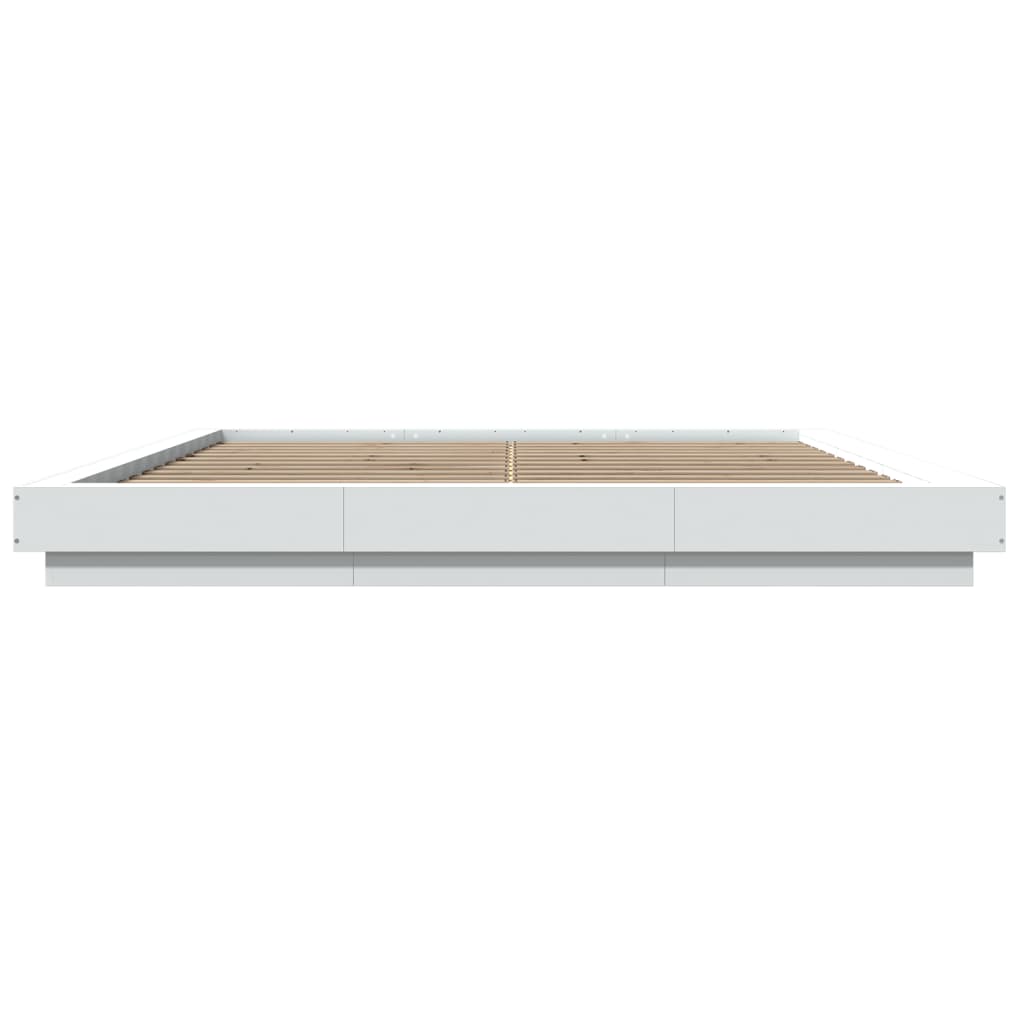 vidaXL Πλαίσιο Κρεβατιού με Φώτα LED Λευκό 200x200 εκ. Επεξ. Ξύλο