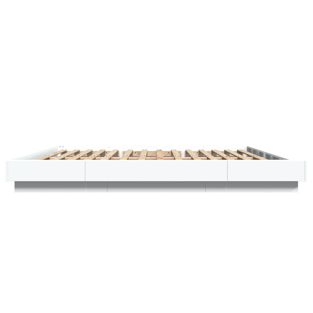 vidaXL Πλαίσιο Κρεβατιού με Φώτα LED Λευκό 200x200 εκ. Επεξ. Ξύλο