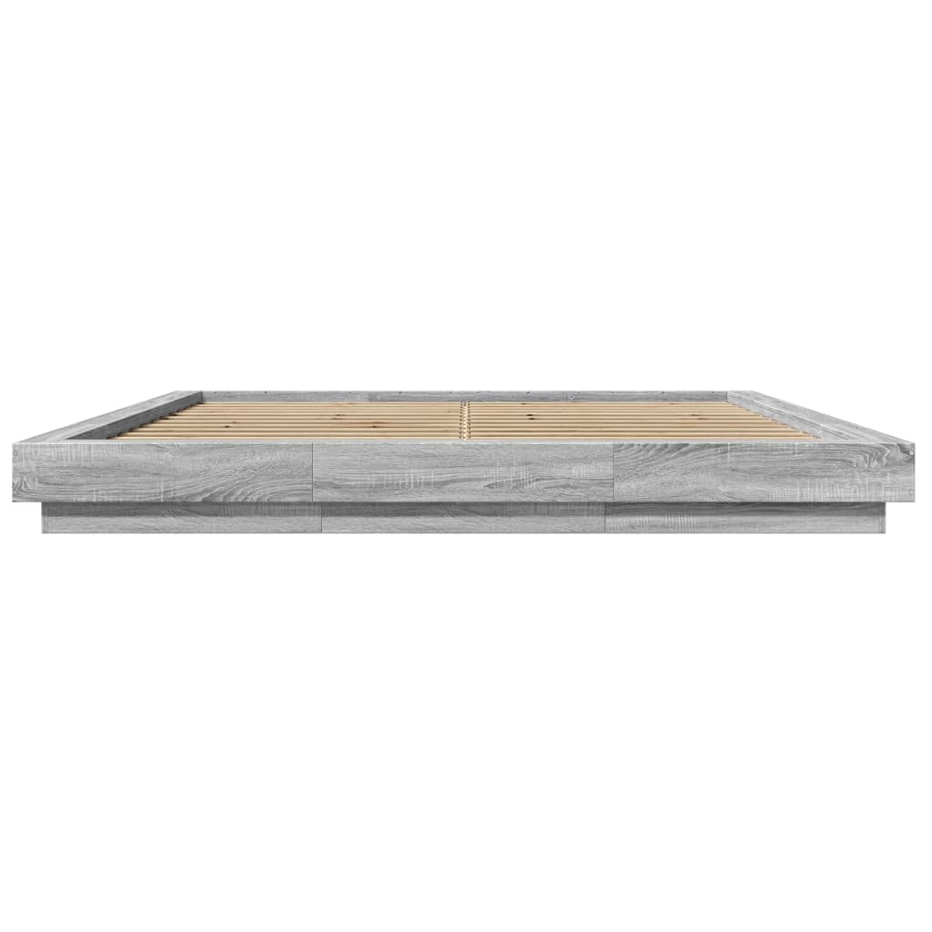 vidaXL Πλαίσιο Κρεβατιού με Φώτα LED Γκρι sonoma 200x200εκ. Επεξ. Ξύλο