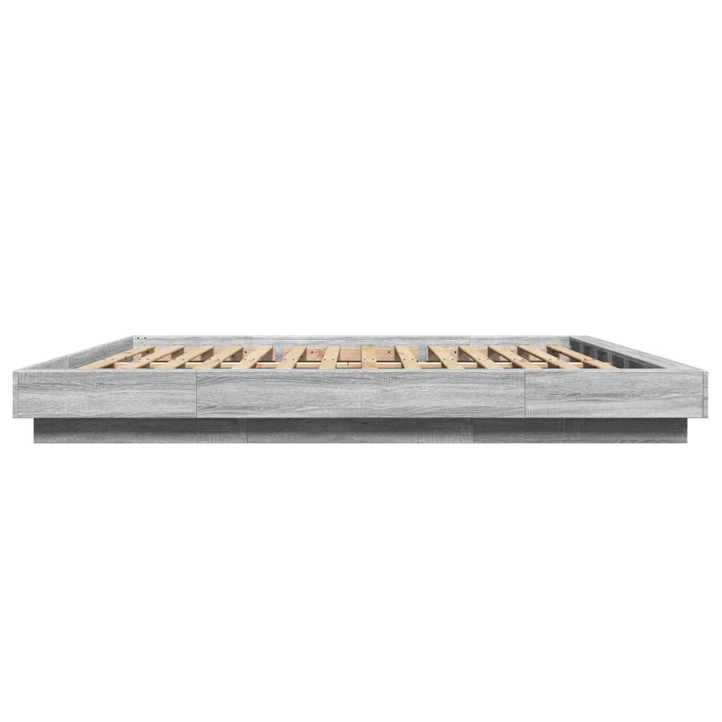 vidaXL Πλαίσιο Κρεβατιού με Φώτα LED Γκρι sonoma 200x200εκ. Επεξ. Ξύλο