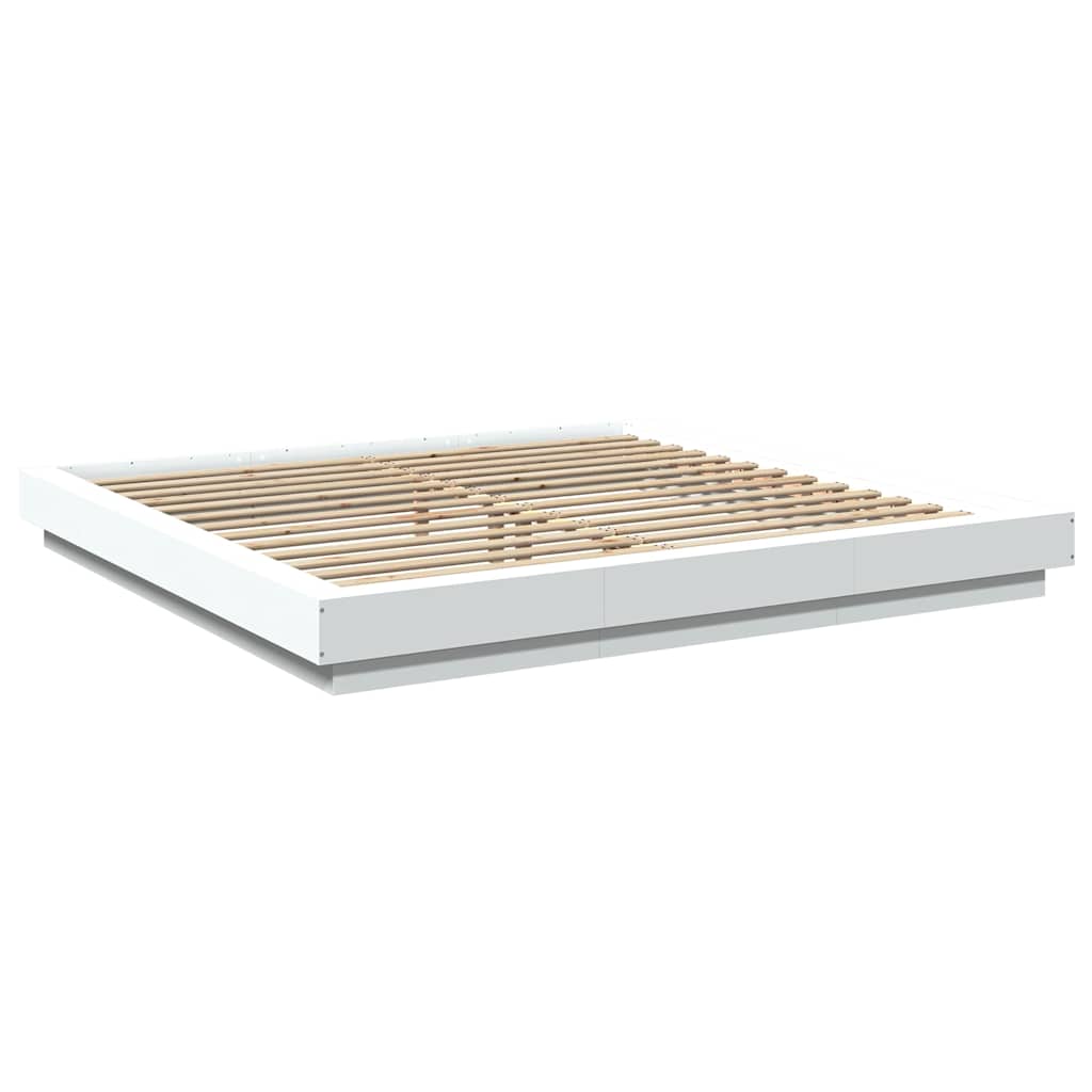 vidaXL Πλαίσιο Κρεβατιού με Φώτα LED Λευκό 180x200 εκ. Επεξ. Ξύλο