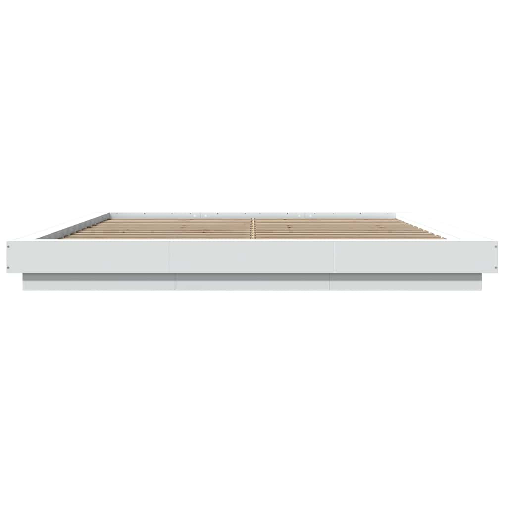 vidaXL Πλαίσιο Κρεβατιού με Φώτα LED Λευκό 180x200 εκ. Επεξ. Ξύλο