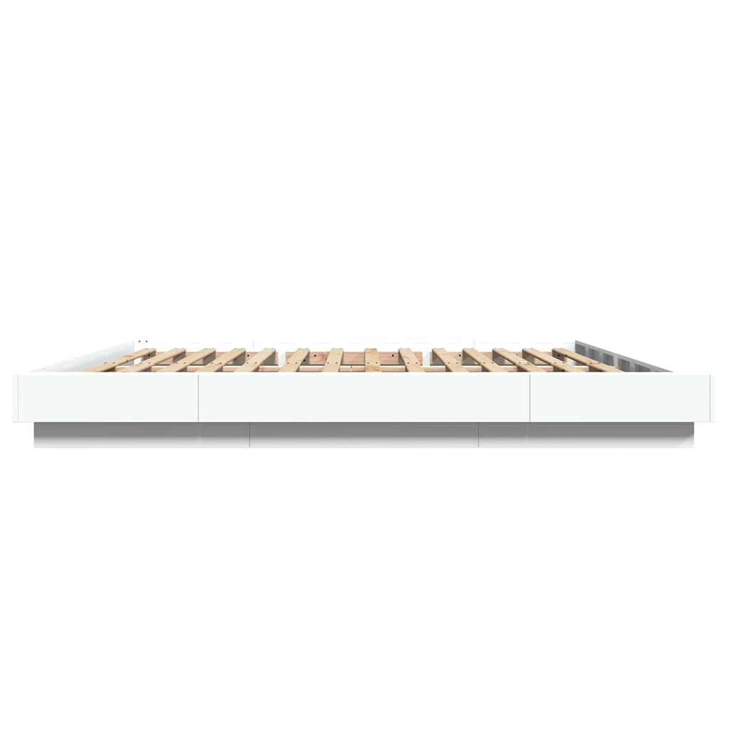 vidaXL Πλαίσιο Κρεβατιού με Φώτα LED Λευκό 180x200 εκ. Επεξ. Ξύλο