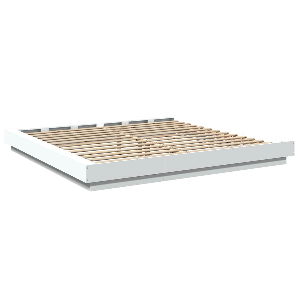vidaXL Πλαίσιο Κρεβατιού με Φώτα LED Λευκό 180x200 εκ. Επεξ. Ξύλο