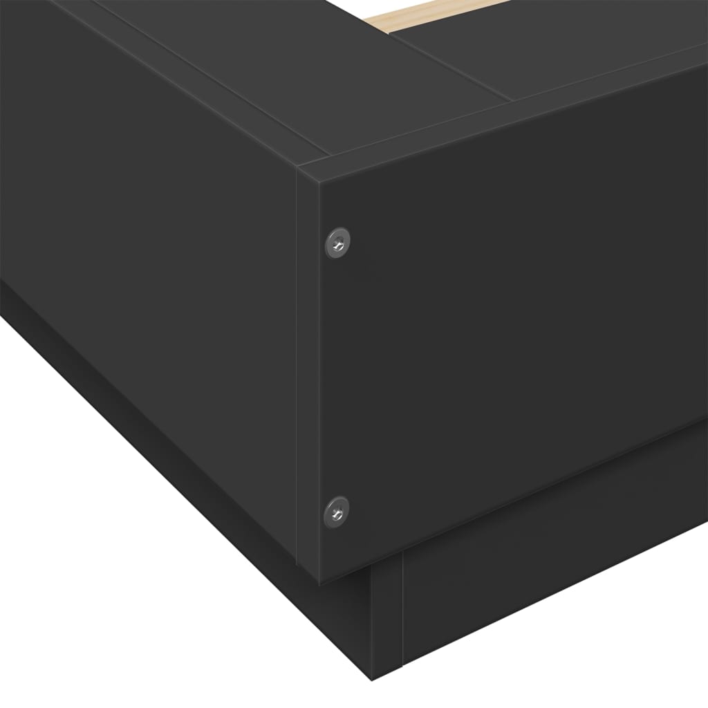 vidaXL Πλαίσιο Κρεβατιού με LED Μαύρο 180 x 200 εκ. Επεξ. Ξύλο