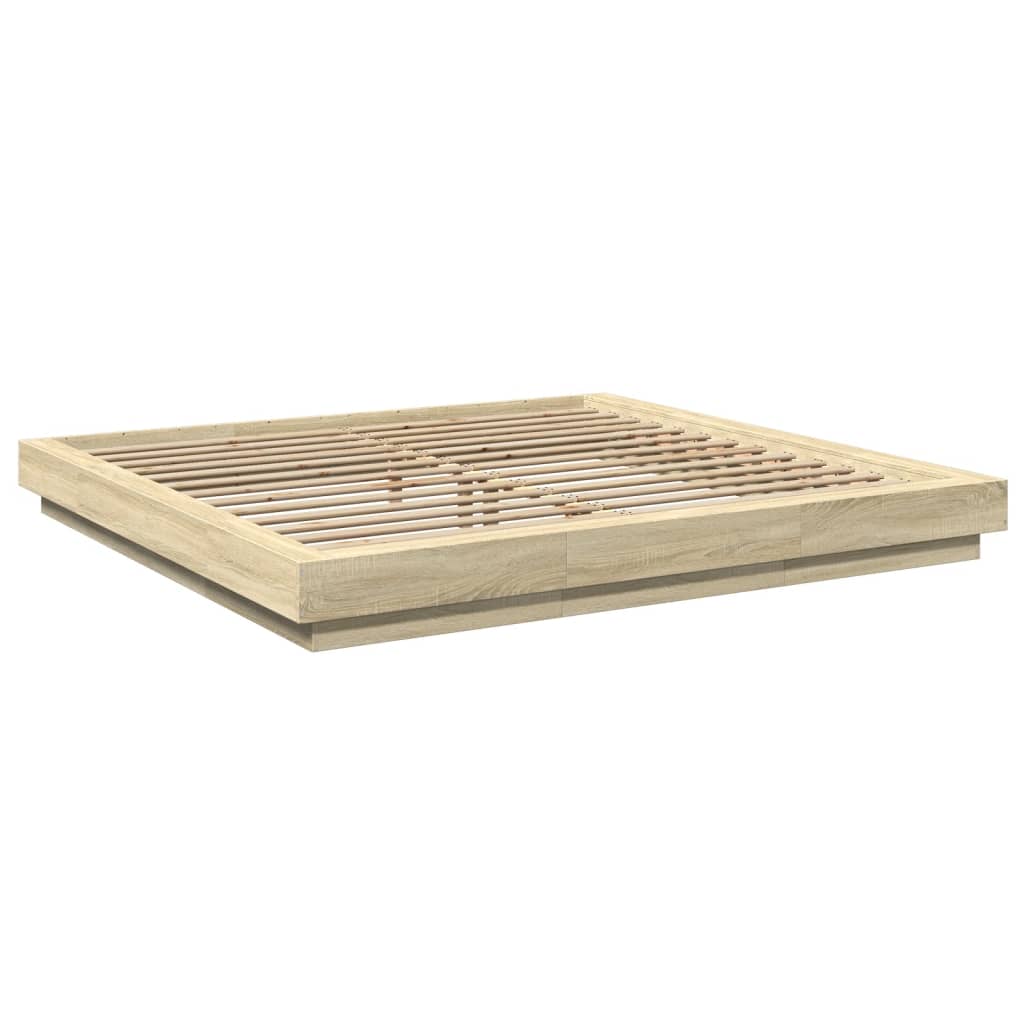 vidaXL Πλαίσιο Κρεβατιού με LED Sonoma Δρυς 180x200εκ. Επεξ. Ξύλο