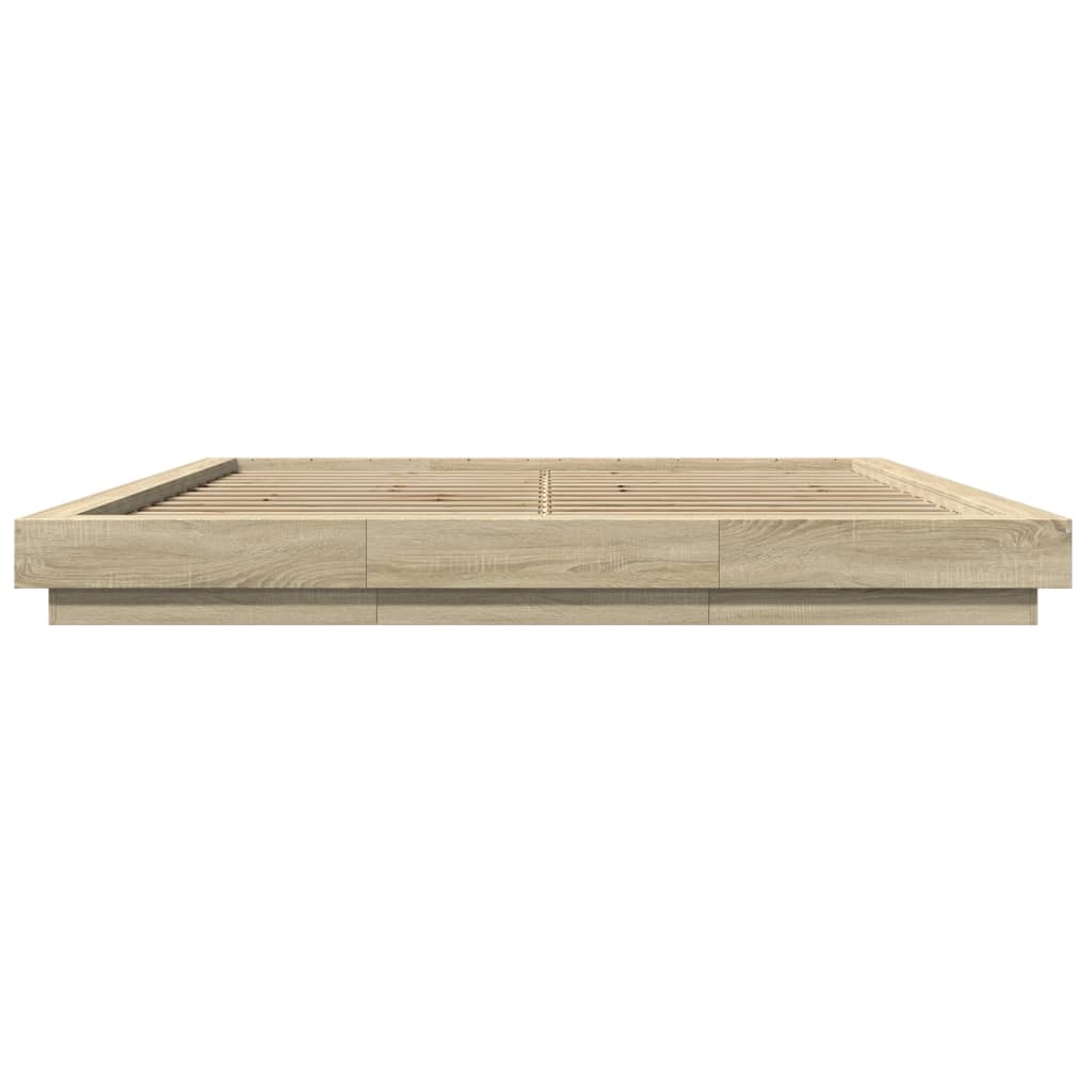 vidaXL Πλαίσιο Κρεβατιού με LED Sonoma Δρυς 180x200εκ. Επεξ. Ξύλο