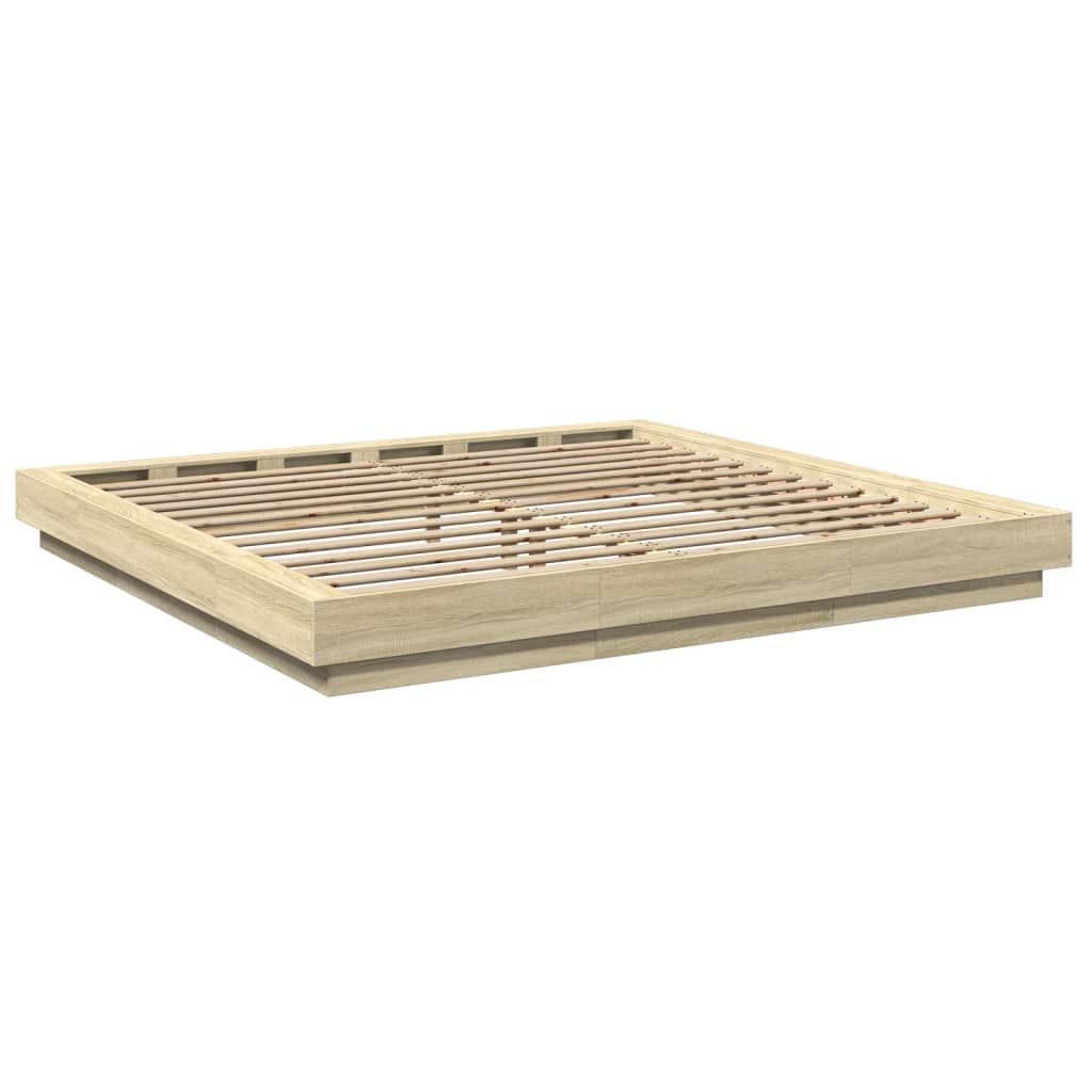vidaXL Πλαίσιο Κρεβατιού με LED Sonoma Δρυς 180x200εκ. Επεξ. Ξύλο
