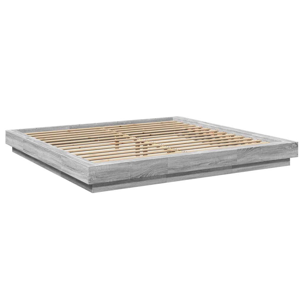 vidaXL Πλαίσιο Κρεβατιού με LED Γκρι sonoma 180x200εκ. Επεξ. Ξύλο