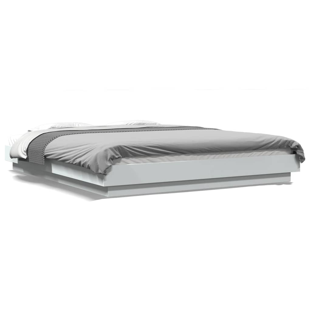 vidaXL Πλαίσιο Κρεβατιού με LED Λευκό 160x200 εκ. Επεξεργ. Ξύλο