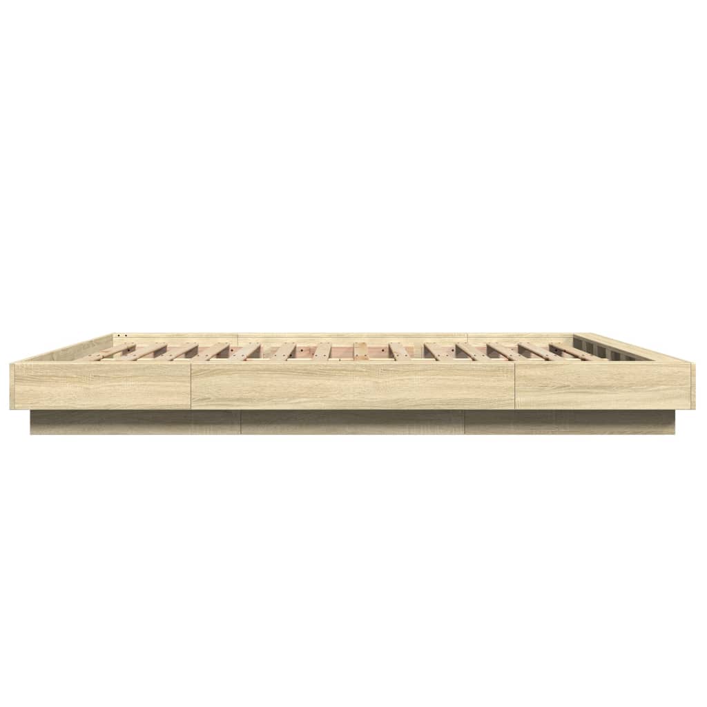 vidaXL Πλαίσιο Κρεβατιού με LED Sonoma Δρυς 160x200εκ. Επεξ. Ξύλο