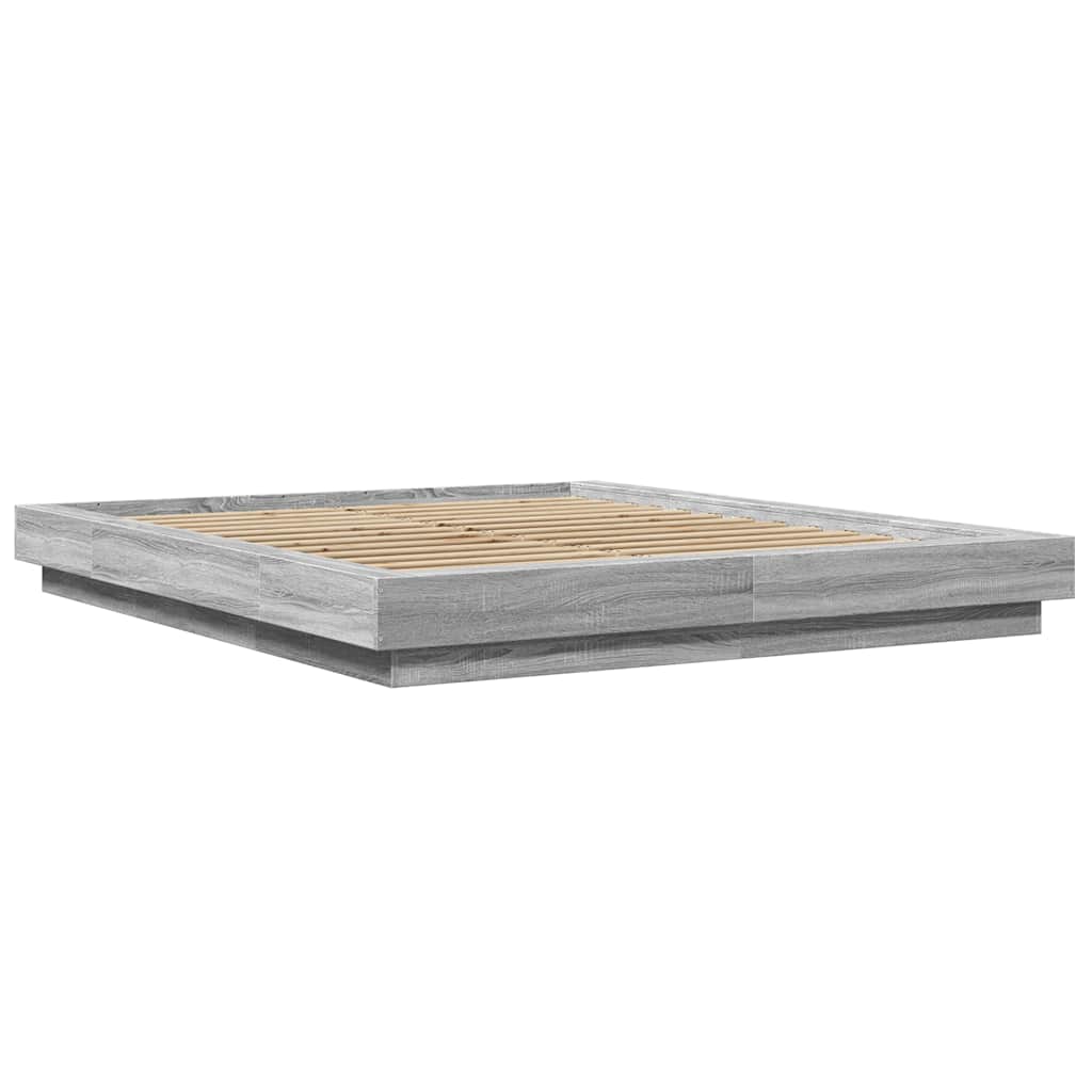 vidaXL Πλαίσιο Κρεβατιού με LED Γκρι sonoma 160x200εκ. Επεξ. Ξύλο