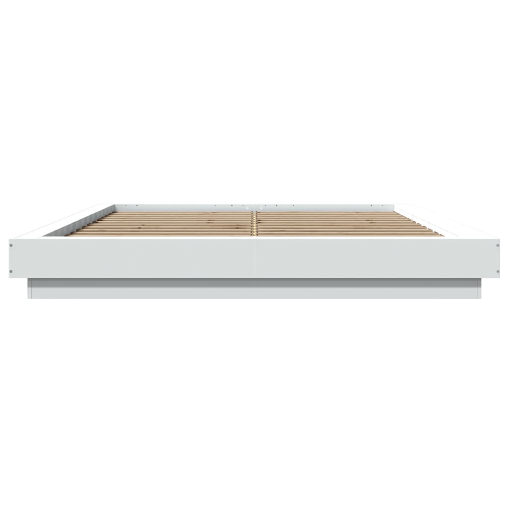 vidaXL Πλαίσιο Κρεβατιού Λευκό 150x200 εκ Επεξεργ. Ξύλο με LED