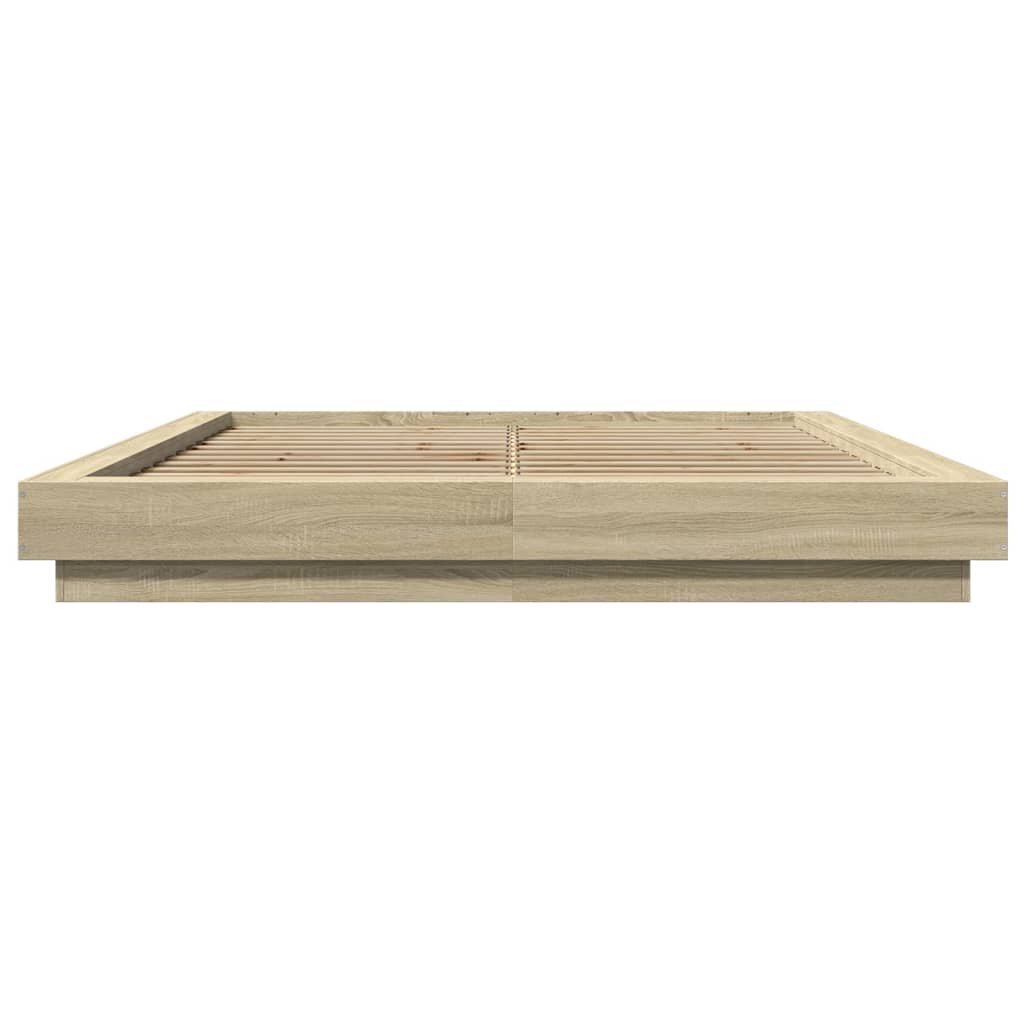 vidaXL Πλαίσιο Κρεβατιού με LED Sonoma Δρυς 150x200εκ. Επεξ. Ξύλο