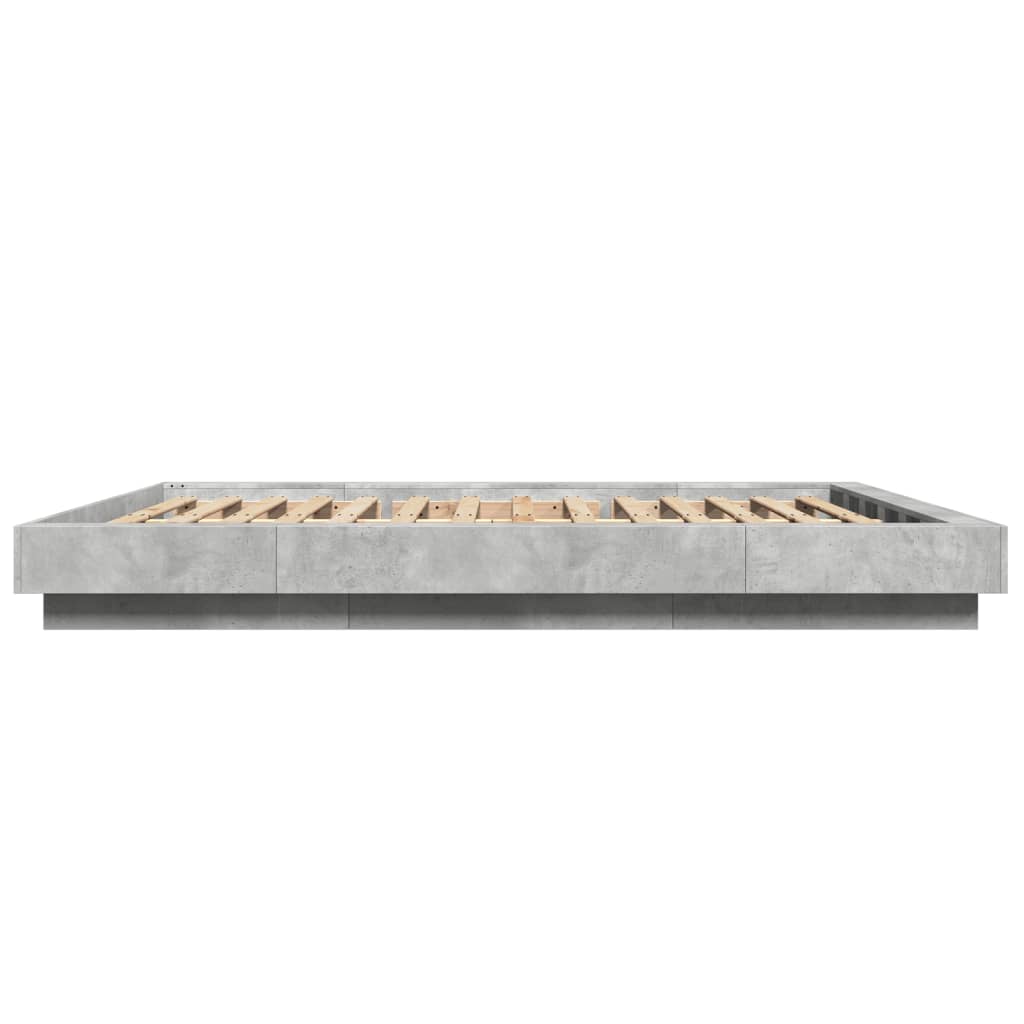 vidaXL Πλαίσιο Κρεβατιού με LED Γκρι Σκυρ. 150x200 εκ. Επεξ. Ξύλο
