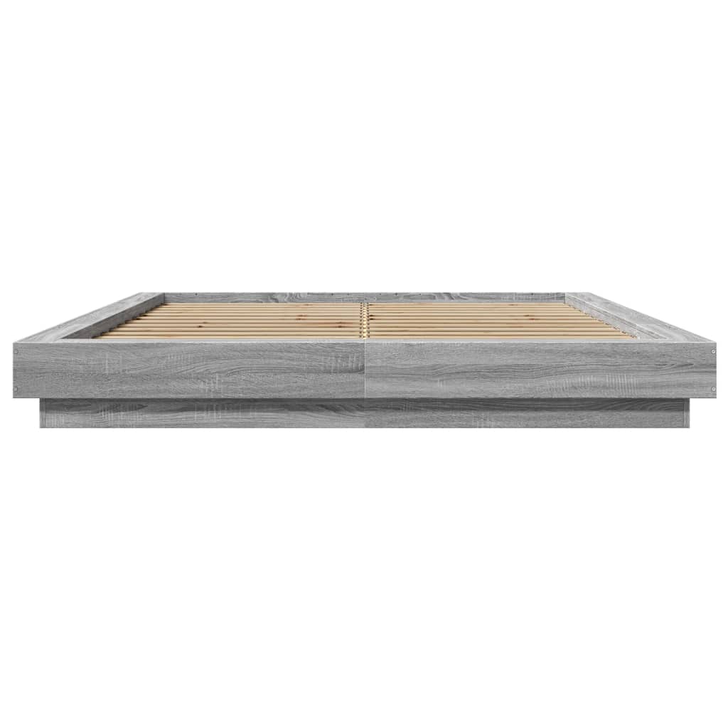 vidaXL Πλαίσιο Κρεβατιού με LED Γκρι Sonoma 150x200εκ. Επεξ. Ξύλο
