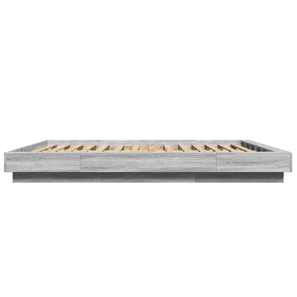 vidaXL Πλαίσιο Κρεβατιού με LED Γκρι Sonoma 150x200εκ. Επεξ. Ξύλο