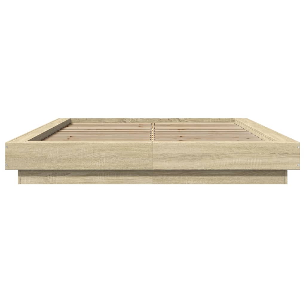 vidaXL Πλαίσιο Κρεβατιού με Φώτα LED Sonoma Δρυς 120x200εκ. Επεξ. Ξύλο
