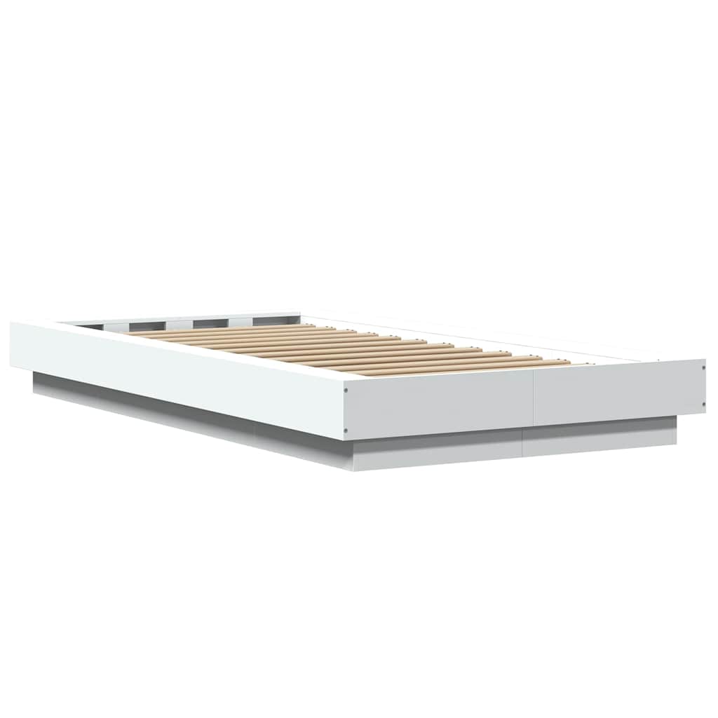 vidaXL Πλαίσιο Κρεβατιού με Φώτα LED Λευκό 100 x 200 εκ. Επεξεργ. Ξύλο