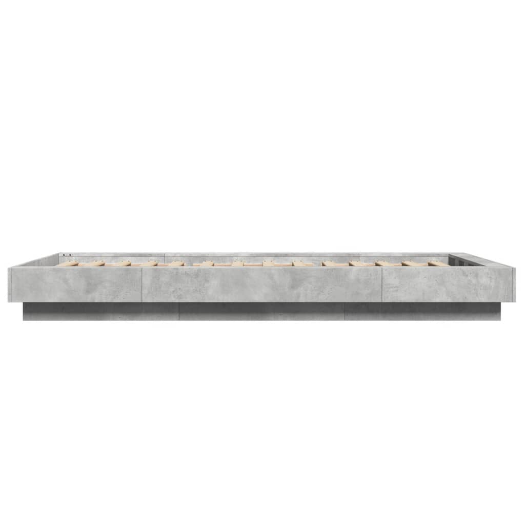 vidaXL Πλαίσιο Κρεβατιού με LED Γκρι Σκυρ. 100x200 εκ. Επεξεργ. Ξύλο