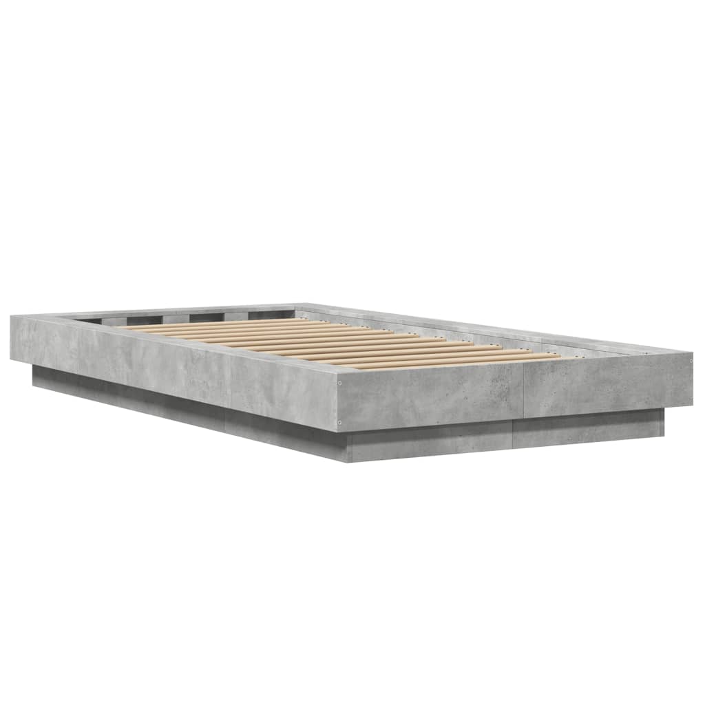 vidaXL Πλαίσιο Κρεβατιού με LED Γκρι Σκυρ. 100x200 εκ. Επεξεργ. Ξύλο