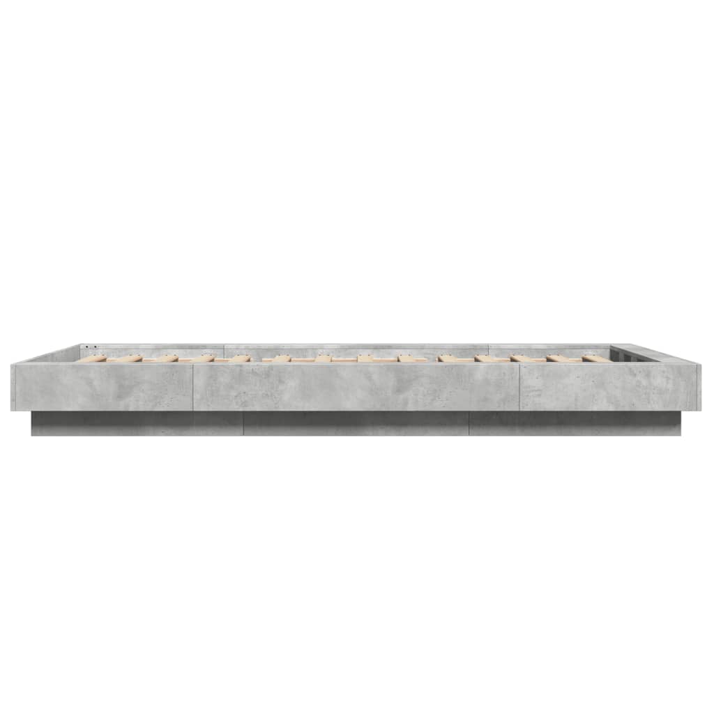 vidaXL Πλαίσιο Κρεβατιού με LED Γκρι Σκυρ. 90x200 εκ. Επεξεργ. Ξύλο