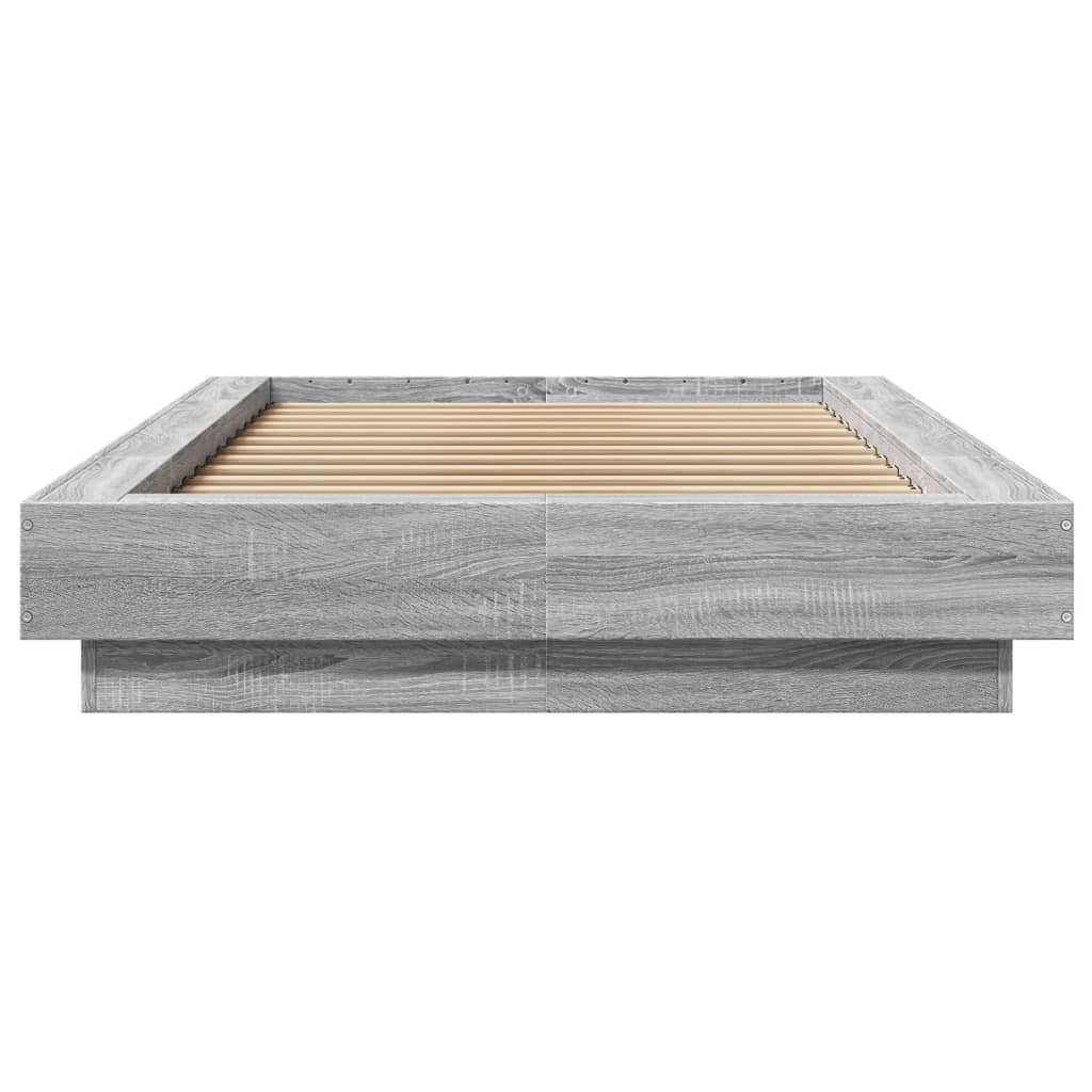 vidaXL Πλαίσιο Κρεβατιού με LED Γκρι Sonoma 90x200 εκ. Επεξεργ. Ξύλο