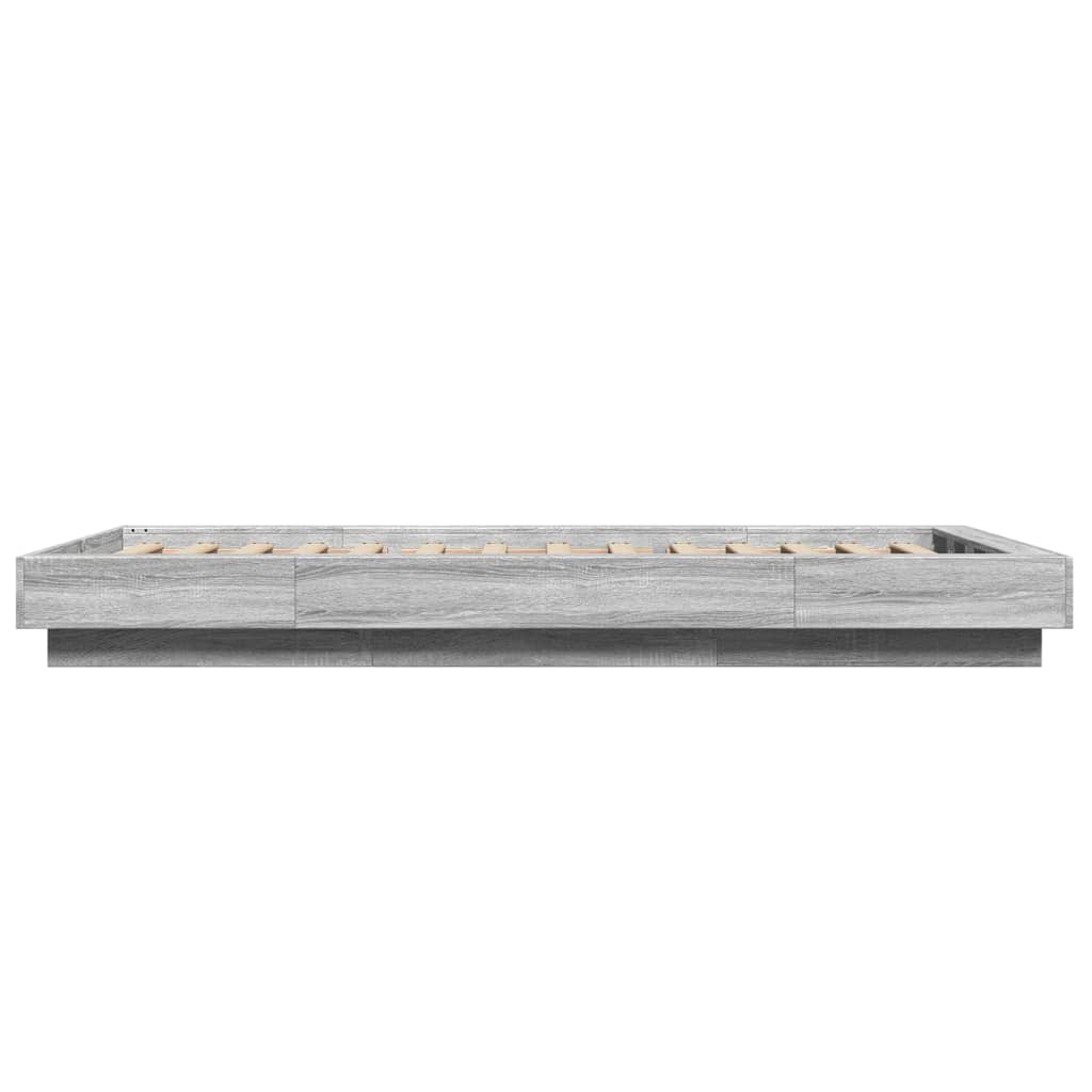 vidaXL Πλαίσιο Κρεβατιού με LED Γκρι Sonoma 90x200 εκ. Επεξεργ. Ξύλο