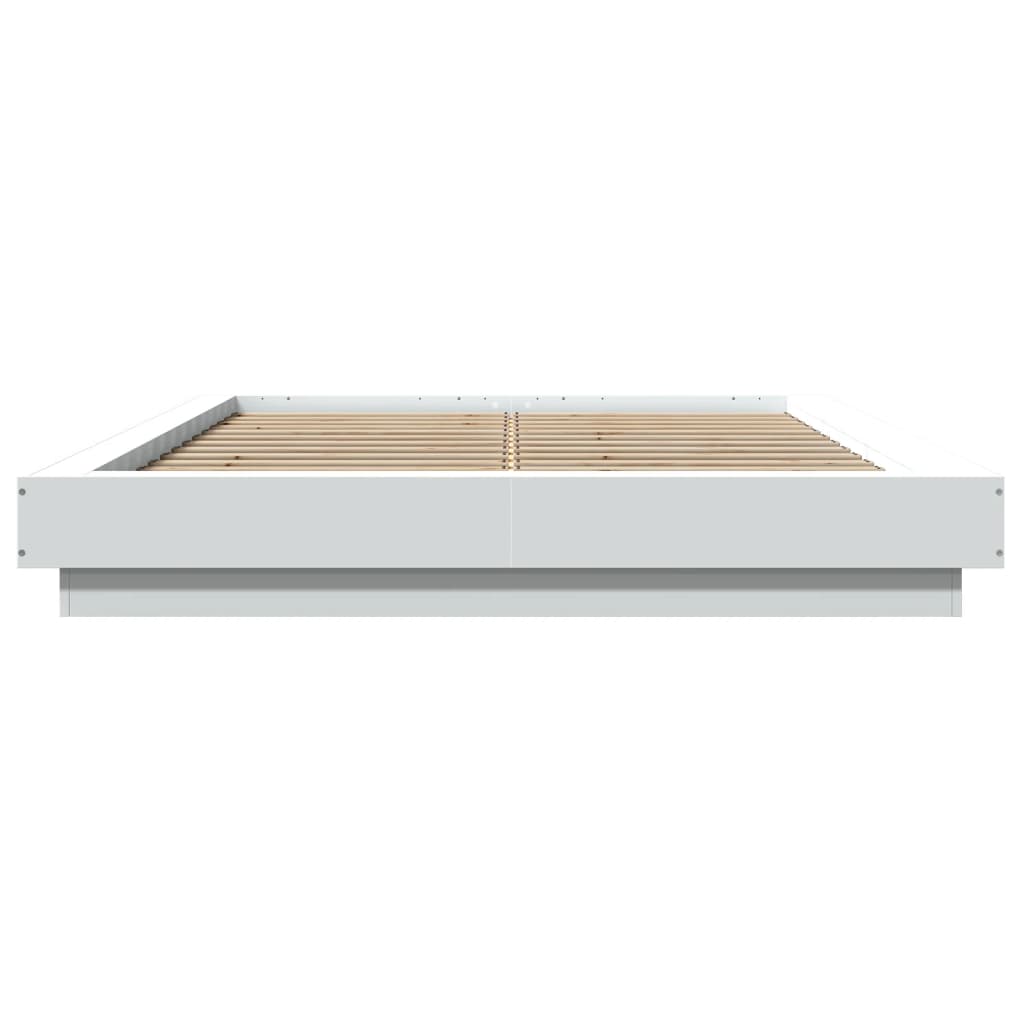 vidaXL Πλαίσιο Κρεβατιού με LED Λευκό 140x190 εκ Επεξεργ. Ξύλο