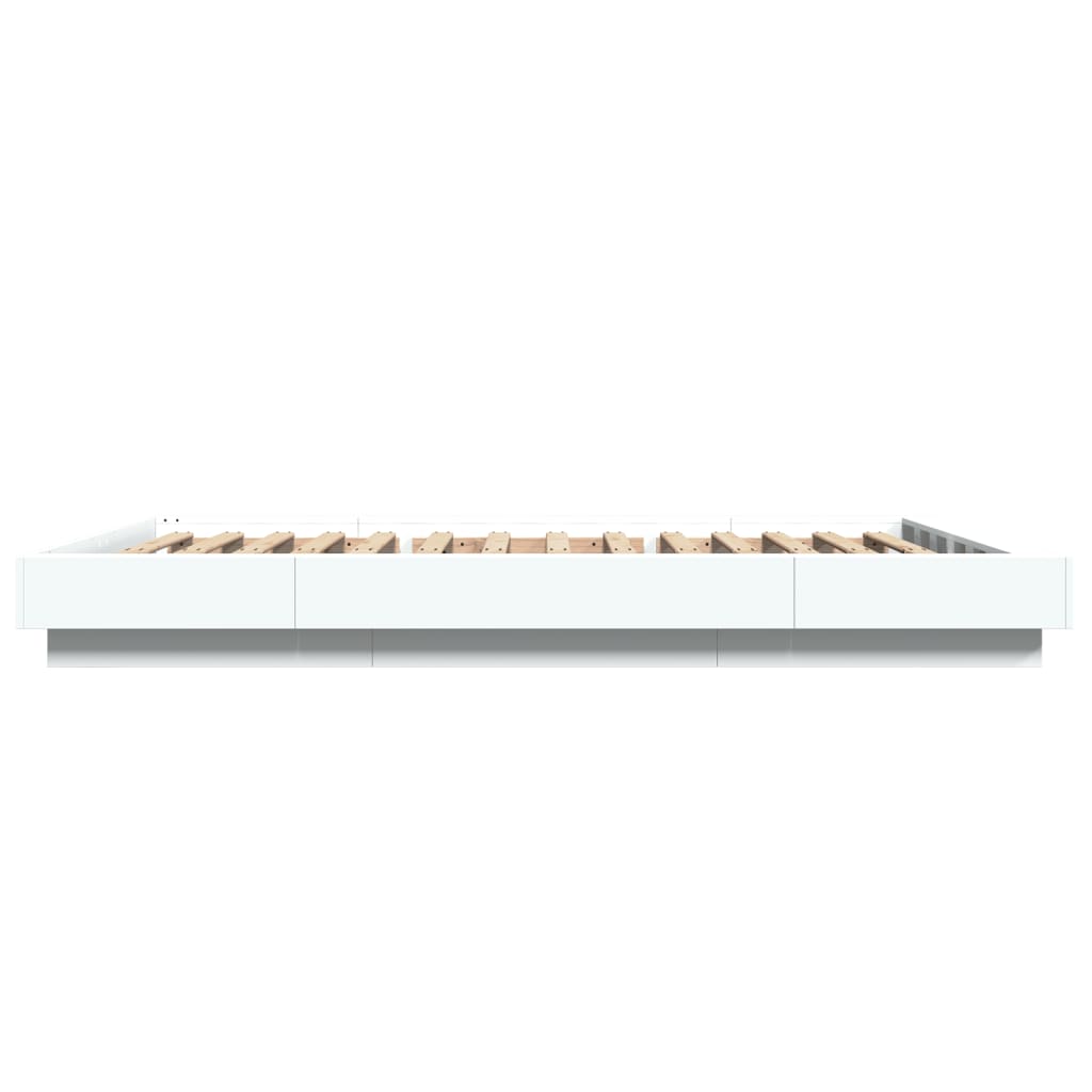 vidaXL Πλαίσιο Κρεβατιού με LED Λευκό 140x190 εκ Επεξεργ. Ξύλο