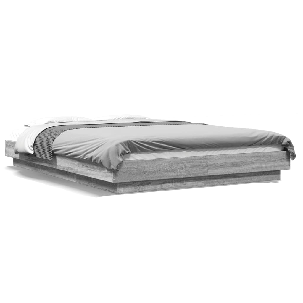 vidaXL Πλαίσιο Κρεβατιού με LED Γκρι sonoma 120x190εκ. Επεξ. Ξύλο