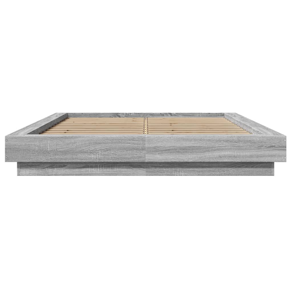 vidaXL Πλαίσιο Κρεβατιού με LED Γκρι sonoma 120x190εκ. Επεξ. Ξύλο