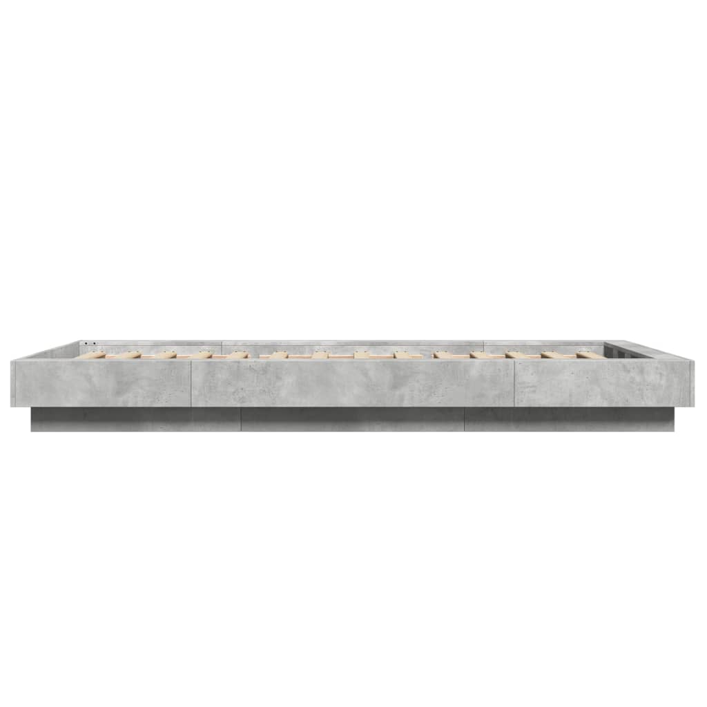 vidaXL Πλαίσιο Κρεβατιού με LED Γκρι Σκυρ. 90 x 190 εκ. Επεξεργ. Ξύλο