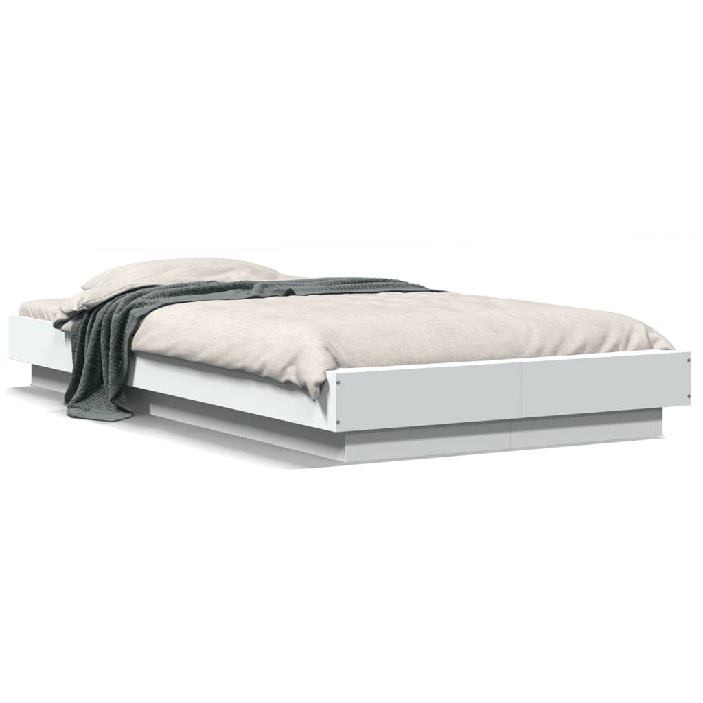 vidaXL Πλαίσιο Κρεβατιού με LED Λευκό 75x190εκ. από Επεξεργασμένο Ξύλο