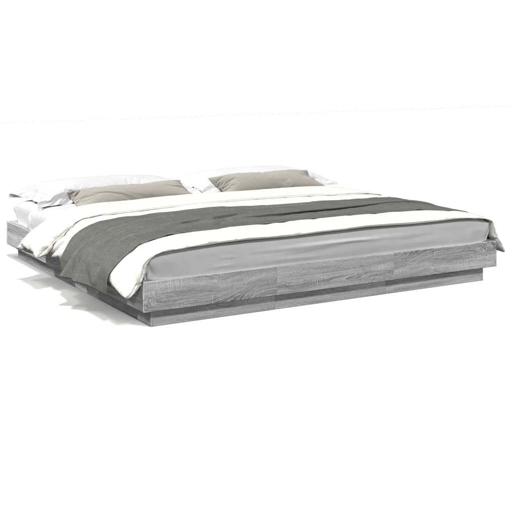 vidaXL Πλαίσιο Κρεβατιού Γκρι Sonoma 200x200 εκ. Επεξεργασμένο Ξύλο