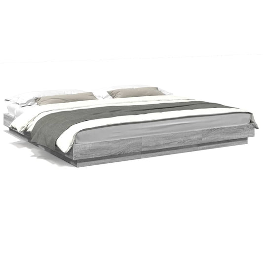 vidaXL Πλαίσιο Κρεβατιού Γκρι Sonoma 200x200 εκ. Επεξεργασμένο Ξύλο
