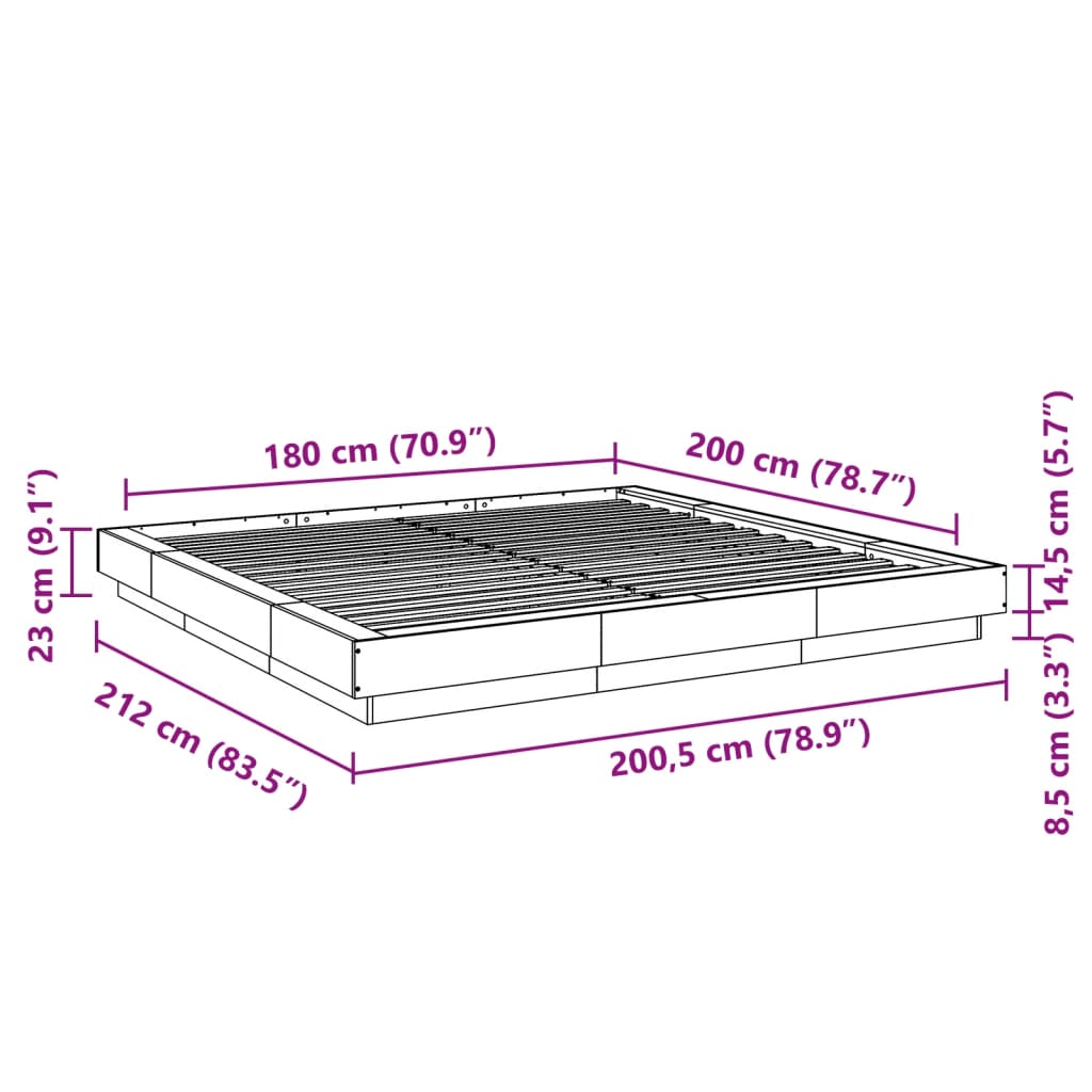 vidaXL Πλαίσιο Κρεβατιού Λευκό 180 x 200 εκ. Επεξεργ. Ξύλο