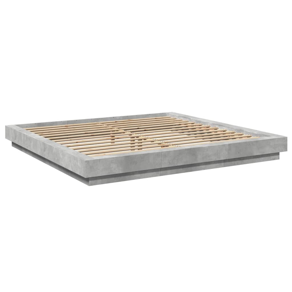 vidaXL Πλαίσιο Κρεβατιού Γκρι Σκυροδέματος 180x200 εκ. Επεξεργ. Ξύλο
