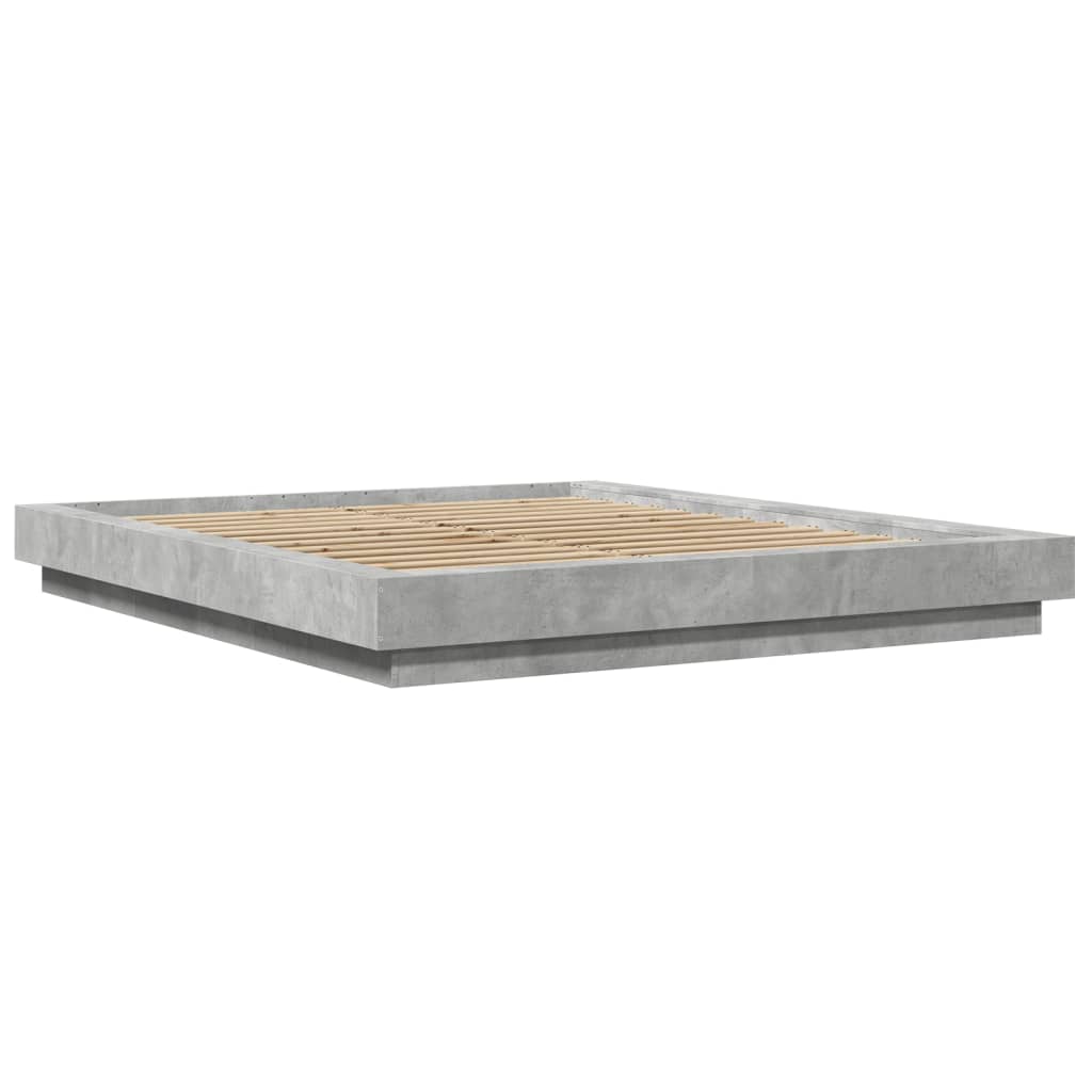 vidaXL Πλαίσιο Κρεβατιού Γκρι Σκυροδέματος 150x200 εκ. Επεξεργ. Ξύλο