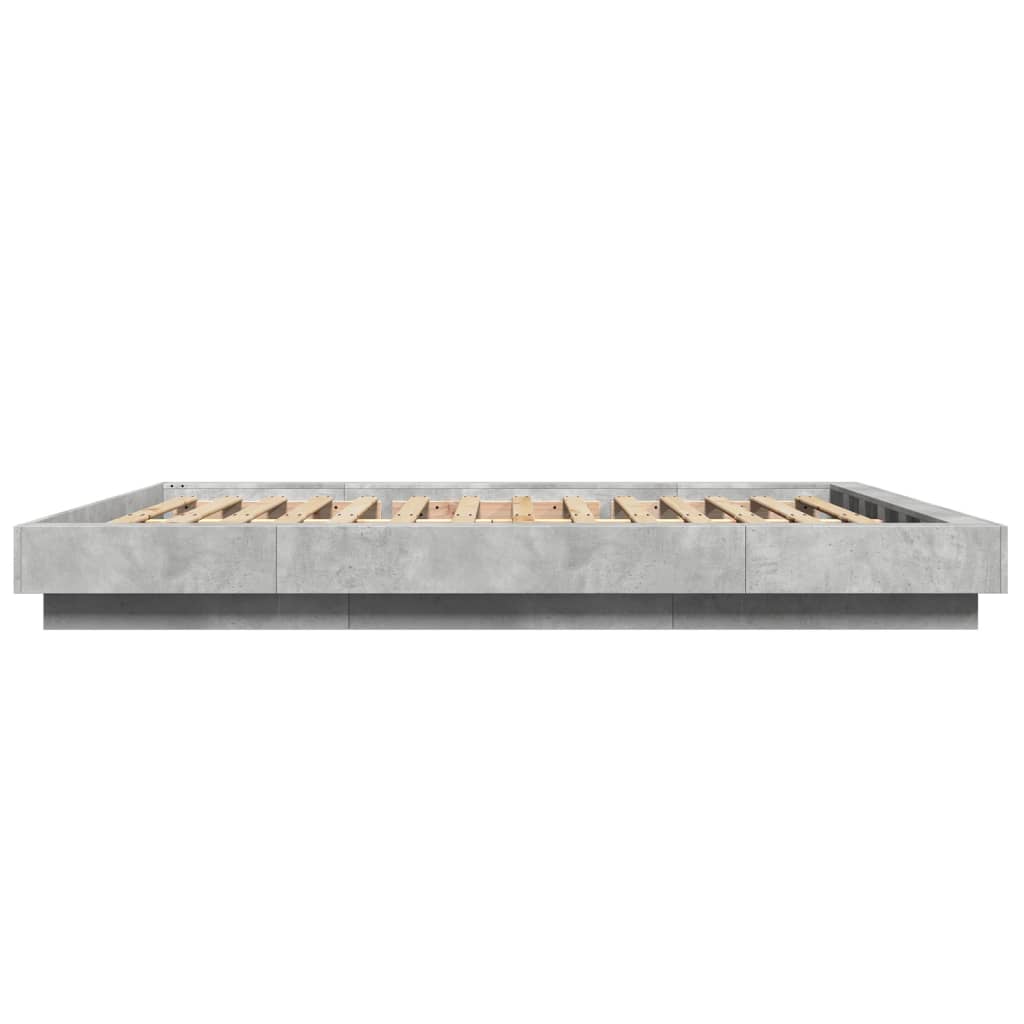 vidaXL Πλαίσιο Κρεβατιού Γκρι Σκυροδέματος 150x200 εκ. Επεξεργ. Ξύλο