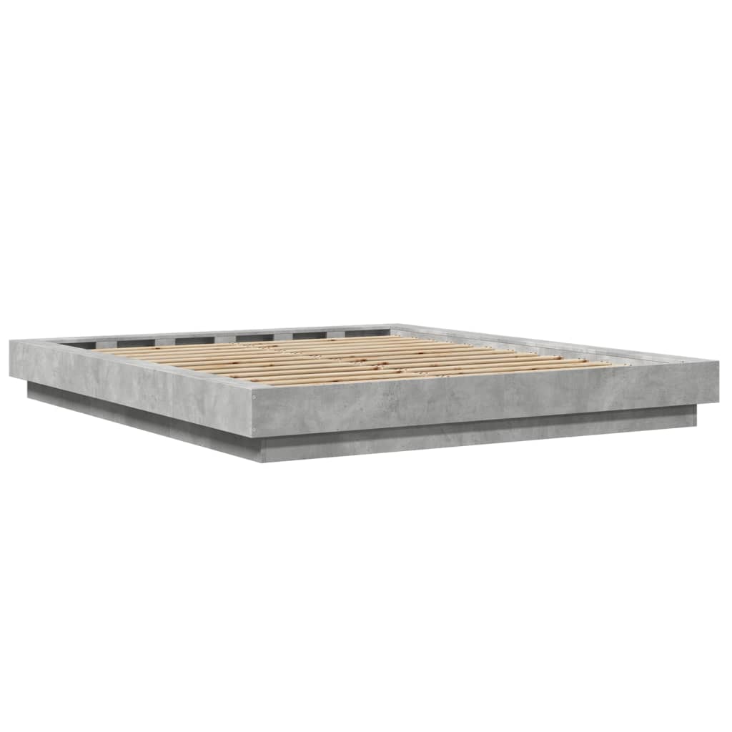 vidaXL Πλαίσιο Κρεβατιού Γκρι Σκυροδέματος 150x200 εκ. Επεξεργ. Ξύλο