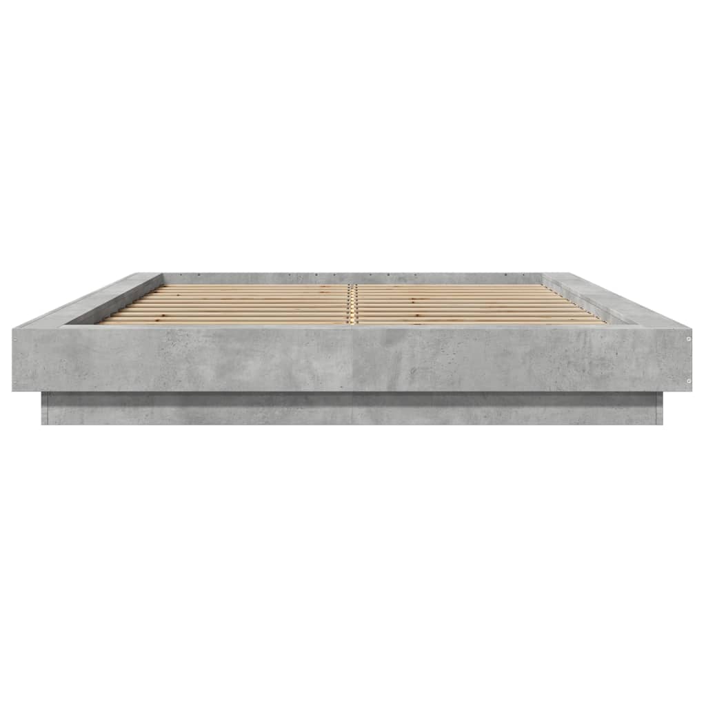 vidaXL Πλαίσιο Κρεβατιού Γκρι Σκυροδέματος 140x200 εκ. Επεξεργ. Ξύλο