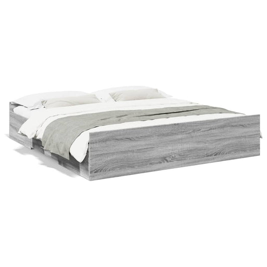 vidaXL Πλαίσιο Κρεβατιού με συρτάρια Γκρι sonoma 200x200εκ. Επεξ. Ξύλο